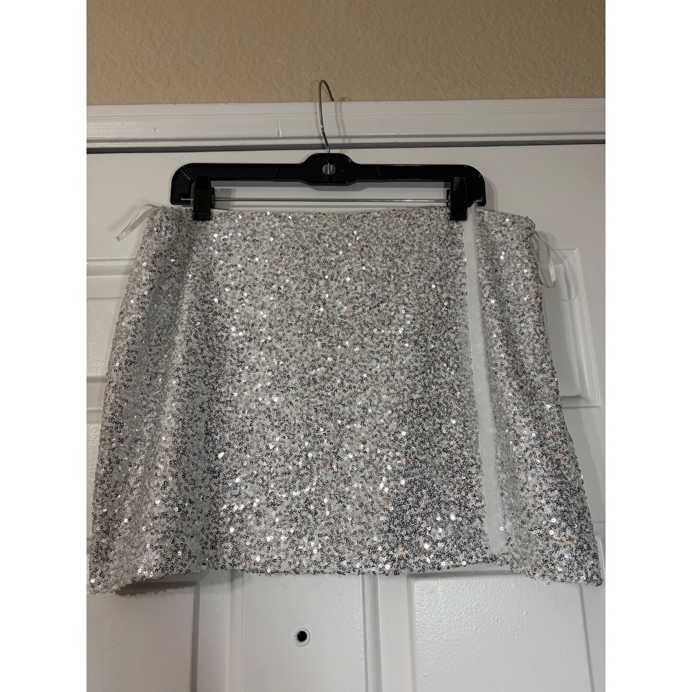 Emerson Lang || Sequin Mini Skirt || XL || Silver Glam ||